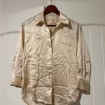 L'Agence  Cream Satin Button Down Shirt Photo 2