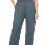 Johnny Was Wide Leg Denim Blue Paradiso Pull On Pants Embroidered Size Small Photo 0
