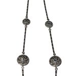 New Rare Monet Silver Tone Round Disk Sparkly Long Women’s Designer Necklace Silver Photo 5
