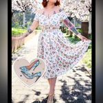 Dolly and Dotty Lily Stiletto Print Off Shoulder Dress Size 16 White Photo 1