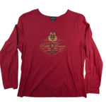 Ralph Lauren Long Sleeve T-Shirt – XL Red Crew Neck Embroidered Logo Cotton Photo 0