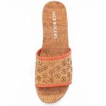 Jack Rogers  METALLIC FLORAL ESPADRILLE CORK SLIDES IN CORAL Photo 1