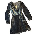 Yumi Kim NWT Blue Velvet Duchess Long Sleeve Belted Mini Wrap Dress LARGE Photo 2