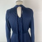 ZARA  Mini Dress S Satin High Mock Neck Tie Polka Dot Long Sleeve Navy Blue Black Photo 7