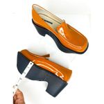 Jil Sander Bold Sculptural Platform Loafers Orange Leather Slip Photo 8