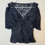 BCBGMAXAZRIA  Silk Sheer Lace Top Size 10 Medium Large Whimsigoth Grunge Y2K Boho Photo 4