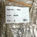 Mac Duggal  Cape Back Fringe Beaded Robe Dress Size Large Style #94044 in Nude Photo 13