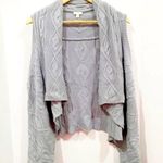 J. JILL Gray Knit Short Sleeve Cardigan Size Medium Cable Knit Chunky Open Front Gray Photo 0