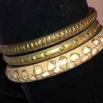 Brass Tone Off White Inlaid Retro Boho Bangle Bracelets Photo 1