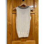Oscar de la Renta Ivory Sleeveless Knit Top Beaded V-Neck Luxury Designer Photo 4