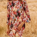 Anthropologie  Shara Pleated Patchwork Midi Dress Floral, Boho, Long Sleeve D4 Photo 0