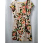 Adrianna Papell Floral Brocade Matelasse Dress Size 12 Orange Photo 2