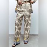 ZARA  Multicolored Printed High-Waisted Wide Leg Palazzo‎ Pants Size Small NEW Photo 2