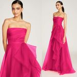 Theia Teresa Strapless Draped Tulle Gown‎ Zinnia Size 10 NWT Pink Photo 2