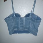 Fashion House L Y2K Glam Denim Jeans Bra Top Blue Size L Photo 4