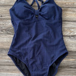 Cupshe  swimsuit Blue knit pattern lined One Piece Swimwear NEW strappy back Photo 0