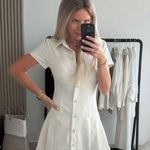 ZARA  mini dress pleated skirt collar button up ivory casual classic old money  Photo 10