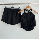 Touche Linen Set Small Black Co Ord Shorts Crop Top Resort Vacation Minimalist Photo 4