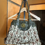 Brighton RARE Beautiful Lockheart By  Green Leather Beaded Tote Bag Photo 0