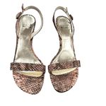 Stuart Weitzman PINK TAN SNAKESKIN PYTHON PRINT SLINGBACK OPEN TOE HEELED SANDAL Photo 4