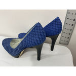 Calvin Klein Womans Kendall Size 9 M Blue Fish Scale Leather Platform Pumps Photo 3