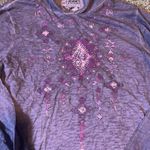 Back In The Saddle Purple Burnout Hoodie‎ Long Sleeve Lace Women's Size L Photo 1