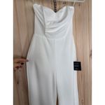 Lulus NWT  Fashionista Nights Ivory Strapless Bustier Wide-Leg Jumpsuit Classy XS Photo 4
