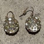 Alexis Bittar White Clear Gray Lucite Crystal Dangling Ball Clip Earrings RARE Photo 2