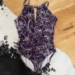 Aqua Green  Women’s Sz Medium Purple Floral One Piece Swim Suit Photo 0