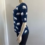 Talbots  Short Sleeve Sweater Navy Elephants Pullover Top Rayon Cotton safari Photo 5