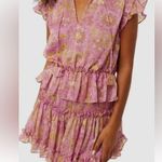 MISA Los Angeles  Pink Lillian Split Neck Floral Ruffle Mini Dress Size XS Photo 1