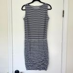 Athleta  Dress‎ Women's Small White Blue Mini Striped Jersey Knit Tulip Stretch Photo 1