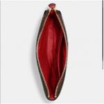 Coach  Corner Zip Wristlet In Signature Canvas Brown Red Gold NWT Designer Photo 1