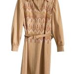 Vintage 70s Belted Dress Tan Size M Photo 0