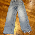 Garage  Wide Leg Denim Jeans Light Wash Distressed Frayed Hem Women's 0/24 Photo 0