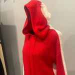 Planet Gold Red and White Hooded Women's Sweater Photo 1