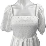 A New Day White Eyelet Short Puff Sleeve Square Neck Cutout Fit & Flare Dress S Photo 2