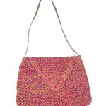 Paper Straw Colorful Crossbody bag, Pink, Orange, Tan. Snap button closure. Pink Photo 0