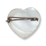 1940s Vintage Gold Mother of Pearl Carved Heart Pin Brooch White Photo 1