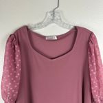 89th & Madison Pink Top Size 2X Puff Sleeve Swiss Dot Business Casual Workwear Photo 2