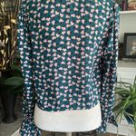Altar'd State  Teal Blue Floral Ruched Tie Front Blouse Photo 3