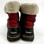 Sorel Explorer Carnival Boot Leather Waterproof Ankle Faux Sherpa Fur EVA Red 6 Photo 5