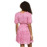 NEW Lusana Ayla Pink Paisley Puff Sleeve Belted Tiered Mini Fit & Flare Dress S Photo 1