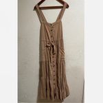 Free People  Catch The Breeze Button Front Midi Dress in tan khaki Photo 4