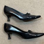 Stuart Weitzman Black Leather Kitten Heel Bow Vintage Pointed Toe Women 8.5B Photo 3