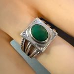 Native American Sterling Silver Green Stone Ring SZ 4.75 Photo 2