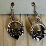 Sterling Silver Claddagh Earrings with Black Onyx Hearts Photo 4