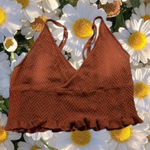 Free People Knit Burnt Orange Cropped lettuce trim Tank Top  Photo 0