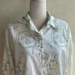Ladies funky abstract faces‎ Print shirts women sketch print blouse casual shirt White Size undefined Photo 2
