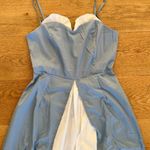 Allyson Front Slit Sleeveless Midi Dress in Blue & White Photo 1